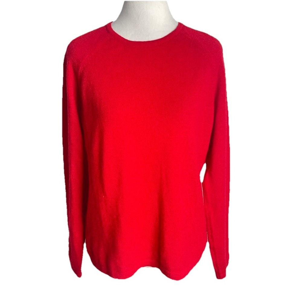 J.‎ McLaughlin Red Crew Neck Pullover Cashmere Sweater Large Preppy